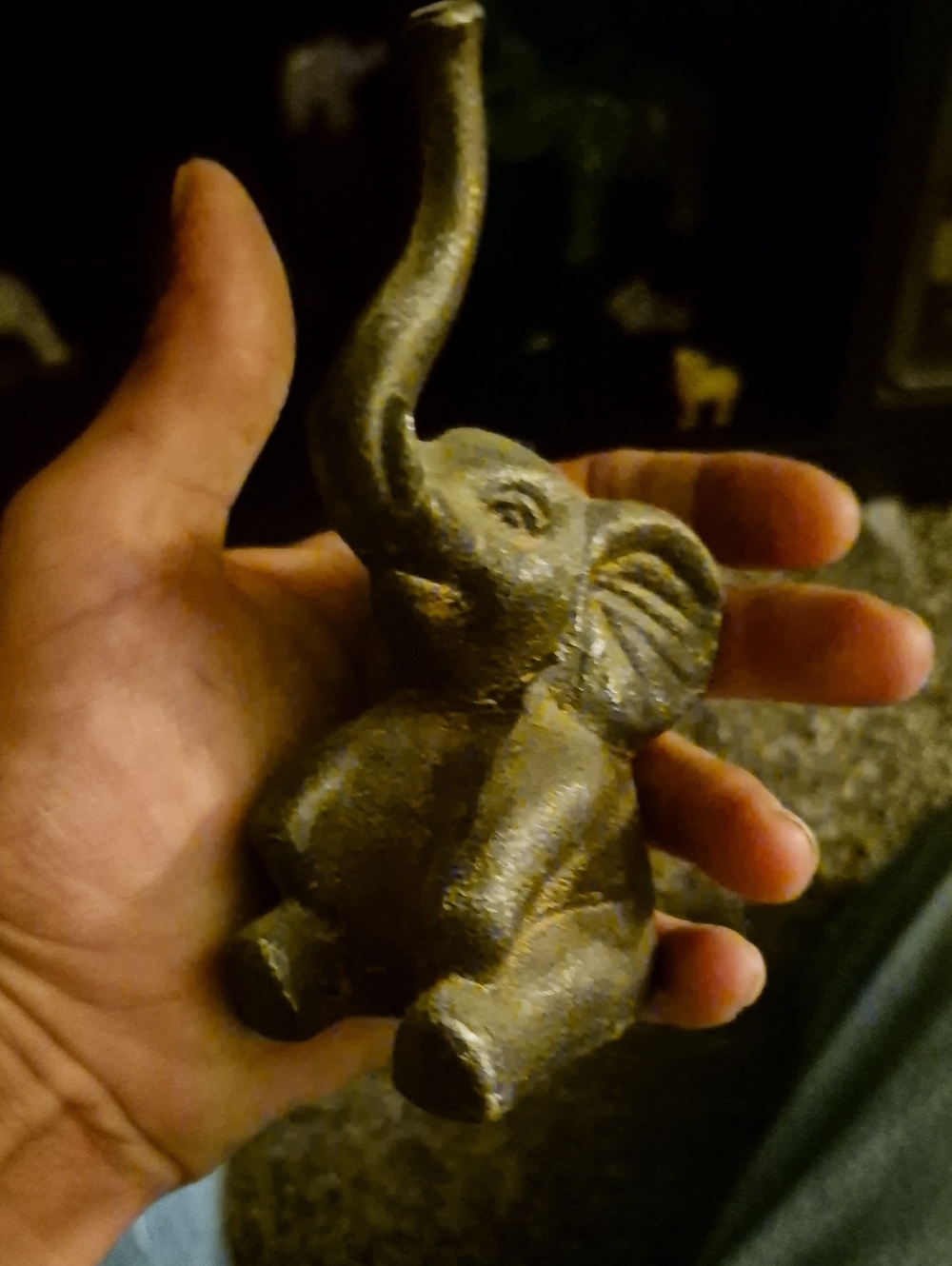 Cast Iron Elephant Figurine - Decorative Home Accent